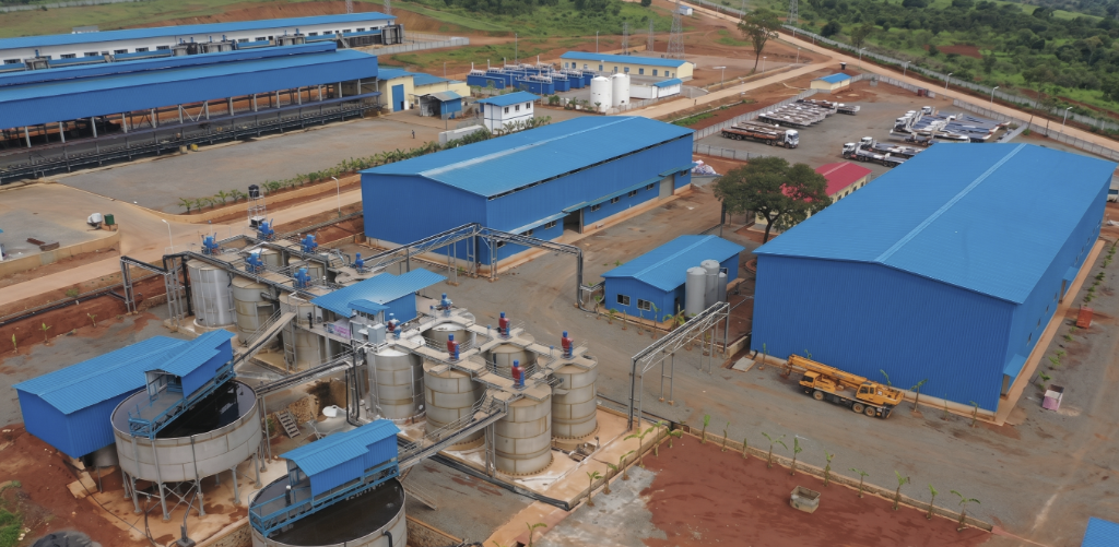 Wide view of copper processing plant with structured layout
